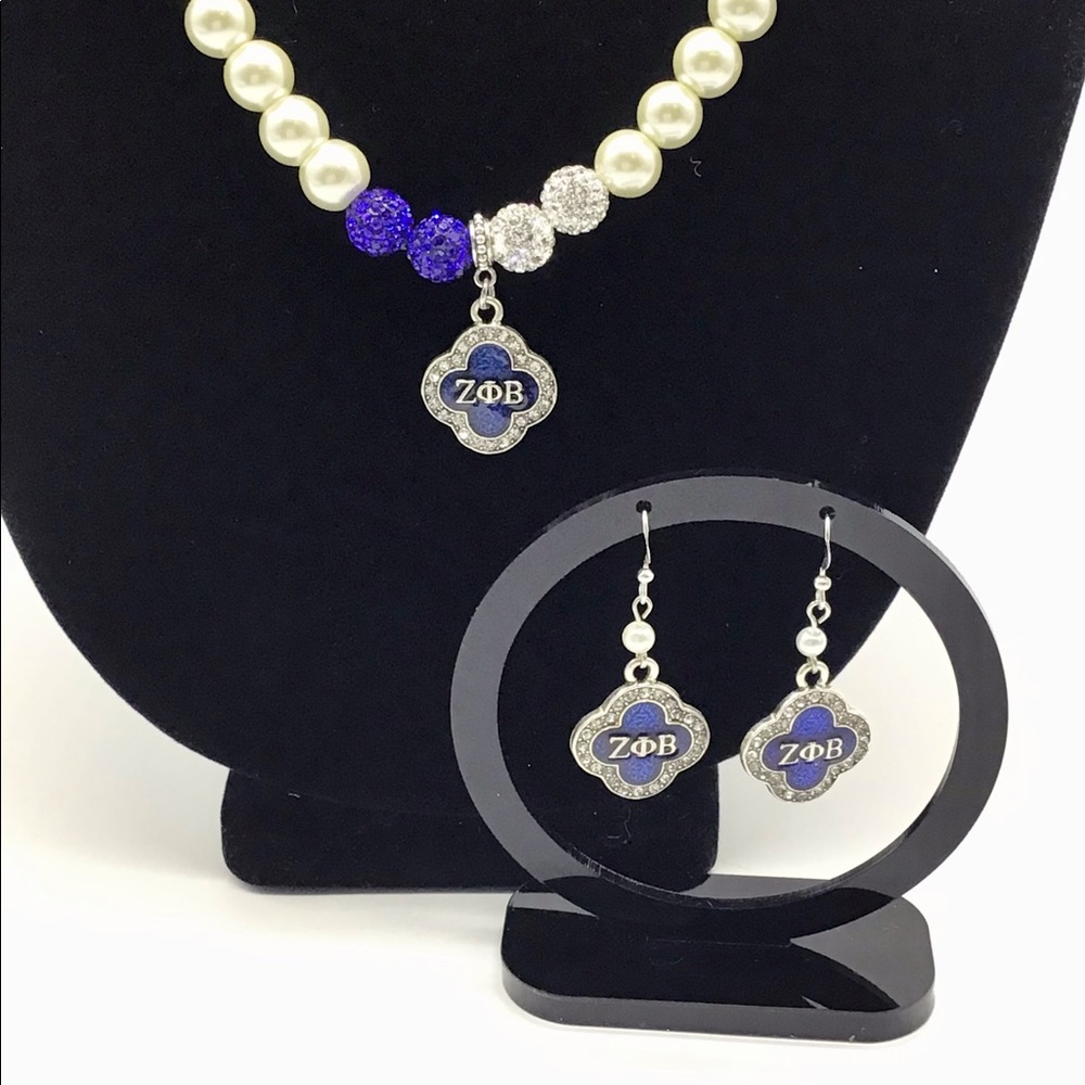 Zeta Phi Beta Necklace and Earring Set - Picture 2 of 9